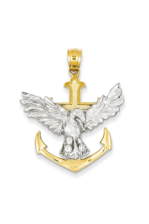 14k Gold Two-tone Mariners Cross w/Eagle Pendant Charm