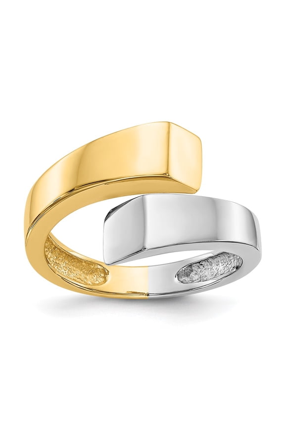 14k Gold Two-tone Ring Fashion Square Overlapping