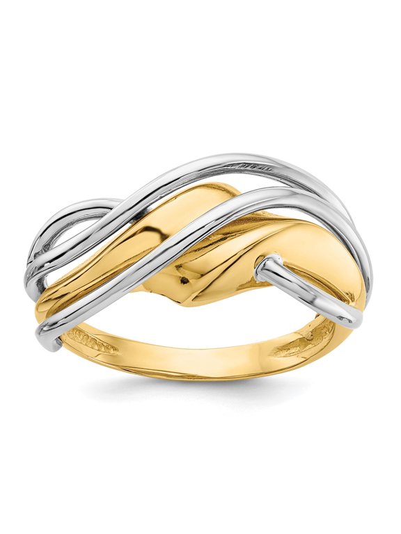 14k Gold Two-tone Ring Fashion Wave