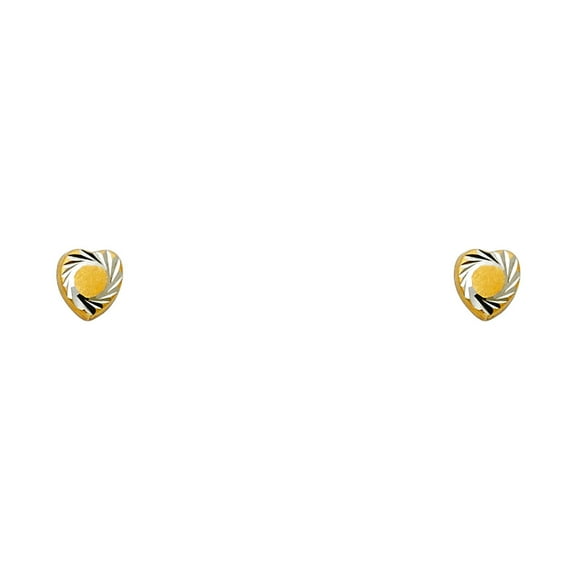 14k Gold Two-tone Satin Love Heart Screw Stud Earrings Stud Earring for Women