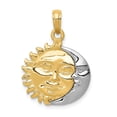 thumbnail image 1 of 14k Gold Two-tone Solid Polished Reversible Sun and Moon Pendant Charm, 1 of 4