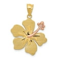 thumbnail image 1 of 14k Gold Two-tone Yellow/Rose Hibiscus Charm Pendant, 1 of 3