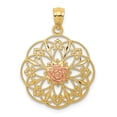 thumbnail image 1 of 14k Gold Two-tone Yellow and Rose Polished in Round Filigree Charm Pendant, 1 of 4
