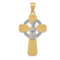 thumbnail image 1 of 14k Gold Two-tone and Rhodium St. Patrick Celtic Cross Pendant Charm, 1 of 4