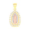 thumbnail image 1 of 14k Gold Unisex Tri-color Cz Guadalupe Mary Religious Ht:25.5mm Pendant Charm for Men Women, 1 of 2