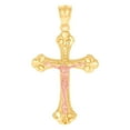 thumbnail image 1 of 14k Gold Unisex Two-tone Dc Religious Faith Cross Crucifix Jesus Height 40.9mm Pendant Necklace Charm Pendant for Women, 1 of 2