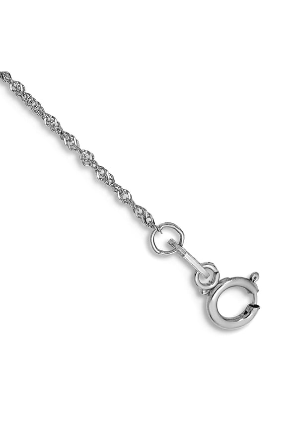 14k Gold Wg 1mm Singapore Chain Anklet 9 Inch Anklet for Women and Men - .5 Grams