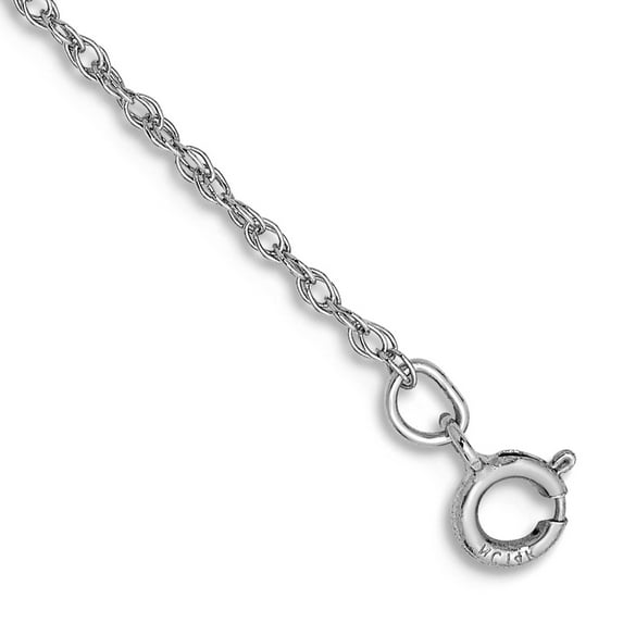 14k Gold Wg .8mm Polished Light Small Rope Chain Bracelet 7 Inch Link Bracelet for Women and Men