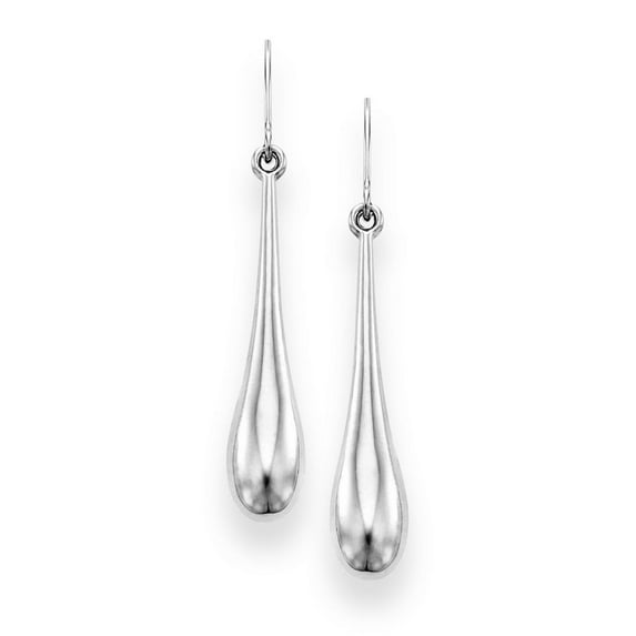 14k Gold White Finish Tear Drop Earrings With Euro Wire Clasp - 1.2 Grams