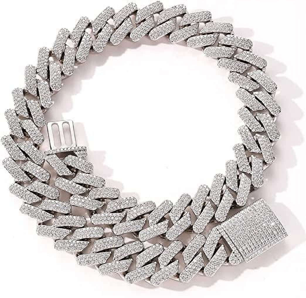 OC JEWELRY 14k Gold/White Gold Plated Miami Bling Chain Lab Diamond Luxury Choker Chain Necklaces Jewelry. 20mm Hip Hop Iced Out Cuban Link Chain Necklace