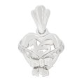 thumbnail image 1 of 14k Gold White Rhodium, 15 Anos Heart & Bow Quinceanera Pendant Charm Created CZ 16mm with 16" Dainty Neck Chain, 1 of 7