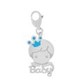 thumbnail image 1 of 14k Gold White Rhodium, Baby Prince Boy Pendant Charm Lobster Lock Blue Resin 11.5mm with 18" Dainty Neck Chain, 1 of 7