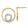thumbnail image 1 of 14k Gold White Rhodium Circle In Circle Post Earrings 15x14.5mm Wide Stud Earring for Women, 1 of 2
