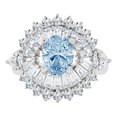 thumbnail image 1 of 14k Gold White Rhodium, Fancy Estate Cocktail Ring Created Oval CZ Synthetic Mar Birthstones Size 07.5, 1 of 4
