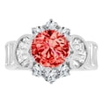 thumbnail image 1 of 14k Gold White Rhodium, Fancy Estate Cocktail Ring Created Round CZ Synthetic Jul Birthstones Size 06.5, 1 of 3