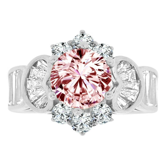 14k Gold White Rhodium, Fancy Estate Cocktail Ring Created Round CZ Synthetic Oct Birthstones Size 08.0
