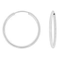 thumbnail image 1 of 14k Gold White Rhodium, Plain Round Hollow 1mm Tube Circular Hoop Earring 25mm Diameter, 1 of 2