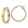thumbnail image 1 of 14k Two Tone Gold Polished D.C Hoop Earrings, 1 of 4