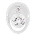 thumbnail image 1 of 14k Gold White Rhodium, Small Dangling Solitaire Slider Pendant Charm Created CZ 8.5mm with 20" Dainty Neck Chain, 1 of 7