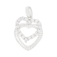 thumbnail image 1 of 14k Gold White Rhodium, Small Double Heart Pendant Charm Created CZ 13mm NO Necklace, 1 of 1
