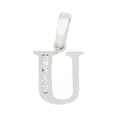 thumbnail image 1 of 14k Gold White Rhodium, Small Initial Capital Letter U Pendant Charm Created CZ 9mm Wide NO Necklace, 1 of 8