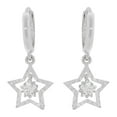 thumbnail image 1 of 14k Gold White Rhodium, Star Diacut Dangle Earring Created CZ Crystals, 1 of 3