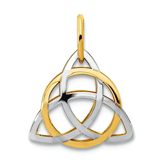14k Gold With White Rhodium Polished Irish Claddagh Celtic Trinity Knot Pendant Necklace 11x12.5mm Wide Pendant for Wome