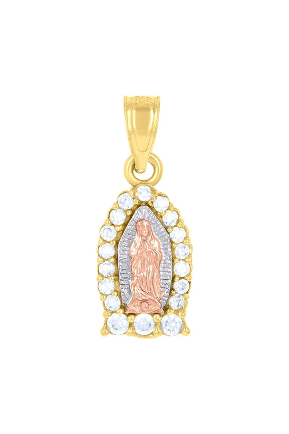 14k 14kt Gold Womens Tri-Color Cz Guadalupe Mary Religious Ht:19.1mm Pendant Charm