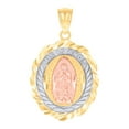thumbnail image 1 of 14k Gold Womens Tri-color Dc Mis 15 Anos Guadalupe Oval Quinceanera Height 29.2mm Pendant Necklace Charm Pendant for Wom, 1 of 2
