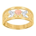 thumbnail image 1 of 14k Gold Womens Tri-color Love Heart Pigeons Peace Band Ring 9x3.2mm Wide Size 7 Statement Ring for Women and Men, 1 of 2