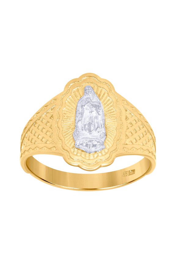 14k Gold Womens Two-tone Guadalupe Marry Oval Religious Band Ring 15.8x2.7mm Wide Size 7 Ring for Women and Men