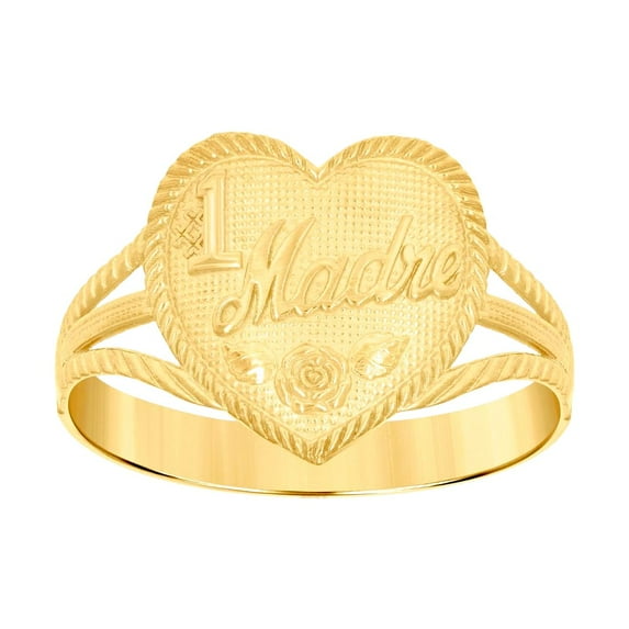 14k Gold Womens Two-tone No. 1 Madre Mom Love Heart Band Ring 12.7x2.7mm Wide Size 7 Statement Ring for Women and Men