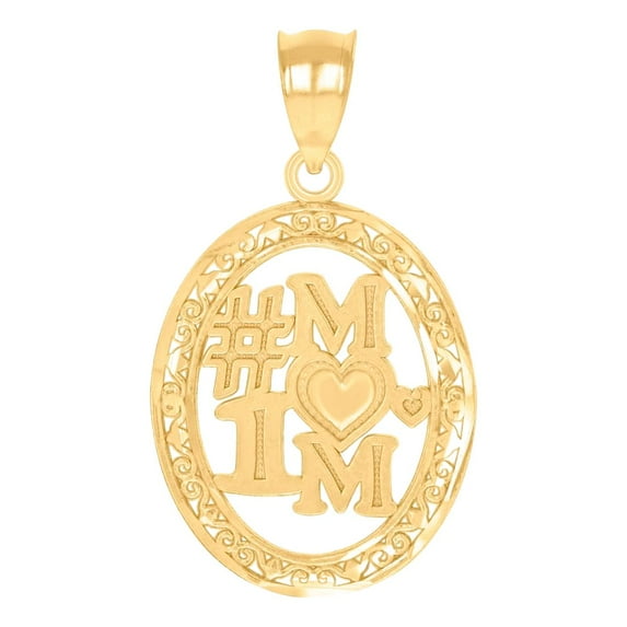 14k Gold Womens Two-tone No.1 Mom Oval Pendant Necklace Charm 26.7x16.1mm Wide Pendant for Women