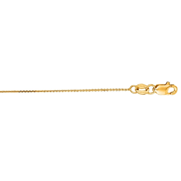 14k Gold Yellow Finish 0.5mm Sparkle-Cut Lobster Flat Cable Chain Lobster Clasp Necklace 18 Inch Chain Necklace for Wome