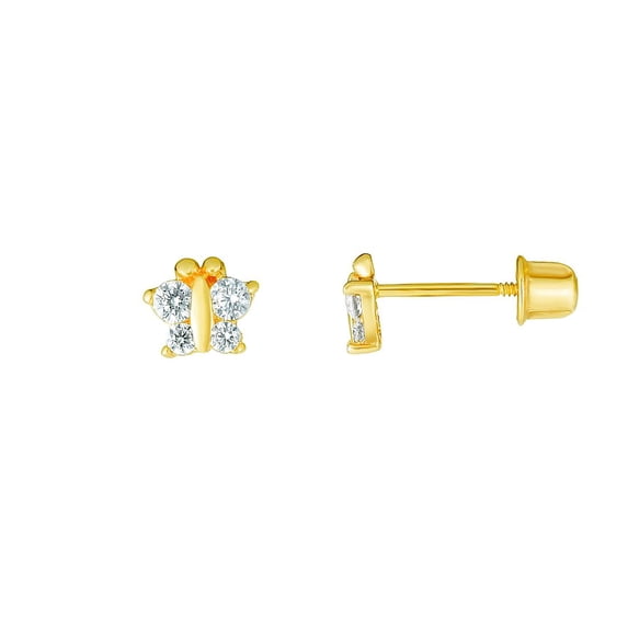 14k Gold Yellow Finish 4.8x5.6mm Polished Post Butterfly Angel Wings Earrings With Screw Off Clasp Stud Earring for Wome