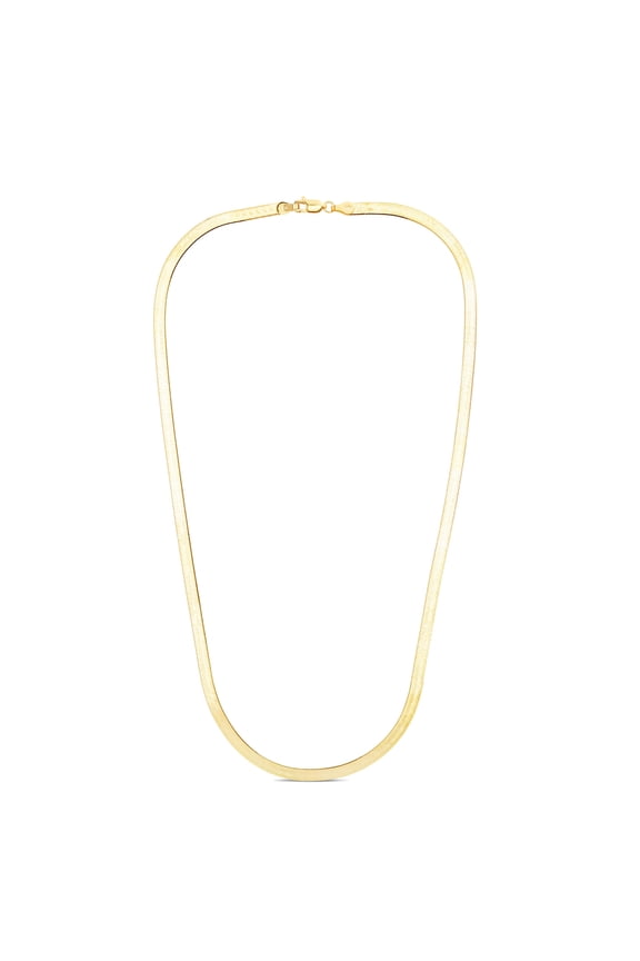 14k Gold Yellow Finish 4mm Supreme Flex Herringbone Chain With Lobster Clasp Bracelet Link Bracelet for Women and Men