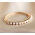 thumbnail image 1 of 14k Gold dainty pearl ring, pearl stacking band ring, pearl eternity wedding band, june birthstone, promise ring, christmas gift for mom, 1 of 4