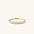 thumbnail image 1 of 14k Gold dainty pearl ring, pearl stacking band ring, pearl eternity wedding band, june birthstone, promise ring, christmas gift for mom, 1 of 4