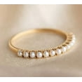 thumbnail image 1 of 14k Gold dainty pearl ring, pearl stacking band ring, pearl eternity wedding band, june birthstone, promise ring, christmas gift for mom, 1 of 4