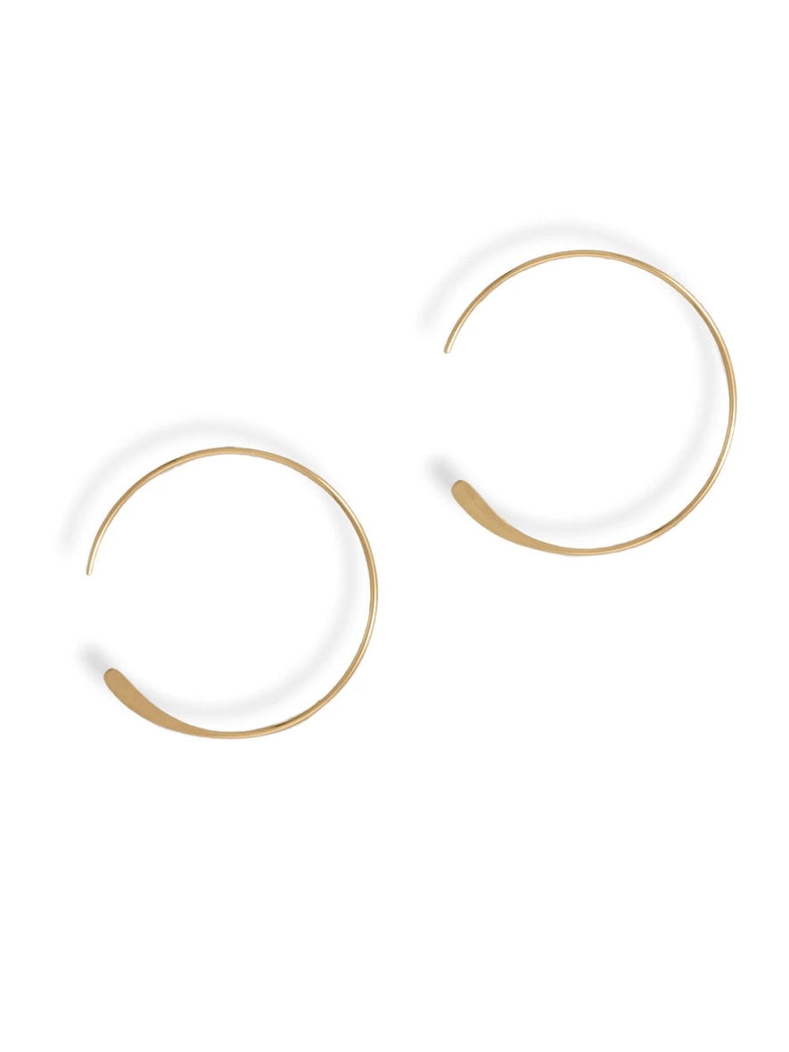 14k Gold-filled Threader Hoop Earrings with Flattened End 25mm 14k Gold-filled Threader Hoop Earrings with Flattened End 25mm