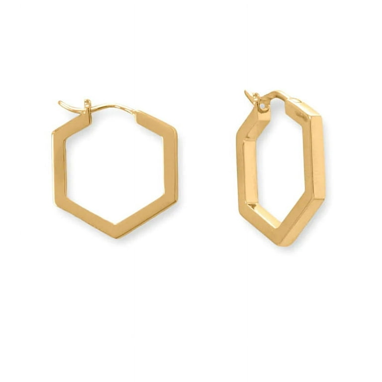 14k Gold-plated Hexagon Hoop Earrings 14k Gold-plated Hexagon Hoop Earrings