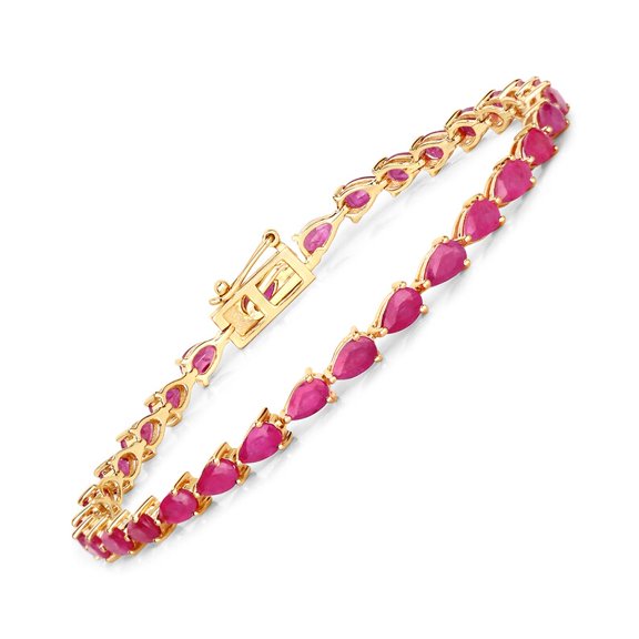 14k Gold plated Ruby Bracelet,Ruby Pears Bracelet for Women,Ruby Tennis Bracelet, Anniversary Gift