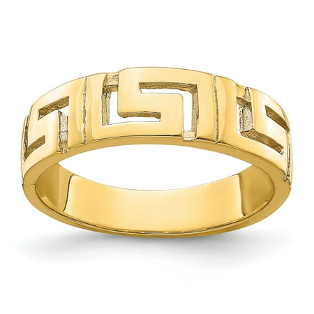 14k Cut-out Greek Key Band with Tapered Shank Ring R889