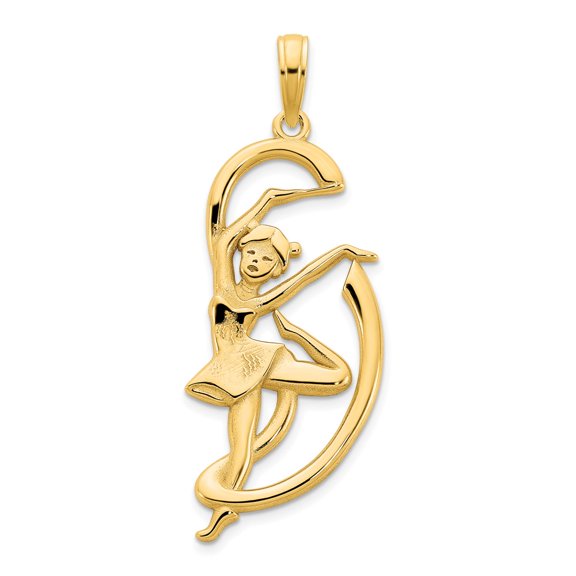 Finest Gold 14K Gymnast with Ribbon Pendant