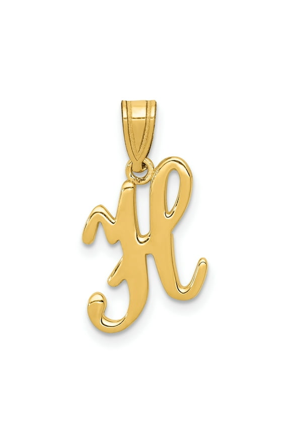 14k H Script Initial Pendant