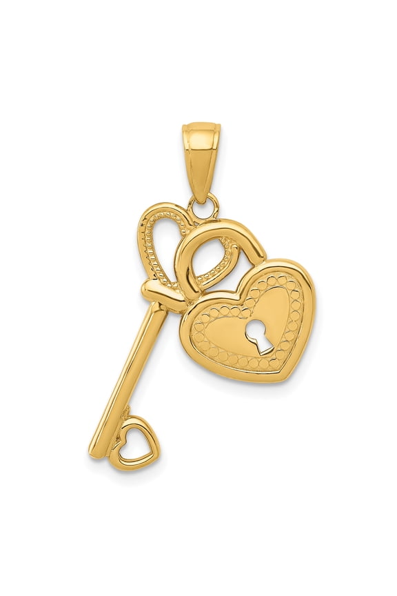 14k Heart Key & Lock Pendant