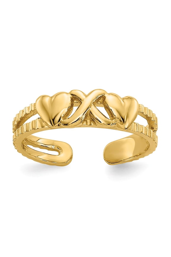 14k Hearts & X Toe Ring