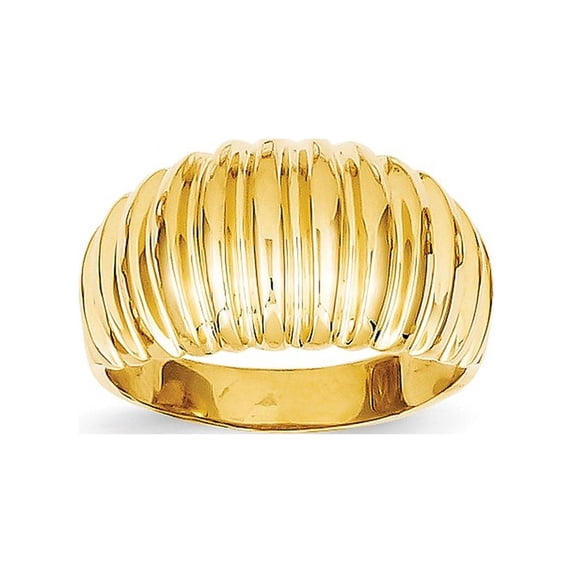 14k High Polished Ribbed Dome Ring