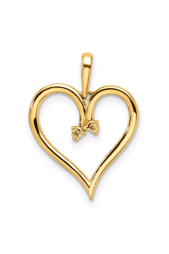 14k Holds 2-1.4mm Stones Heart Pendant Mounting