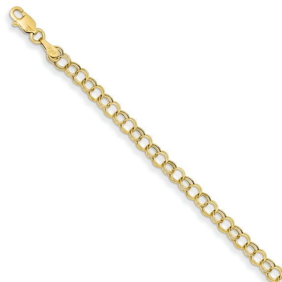 14k Hollow Double Link Charm Bracelet